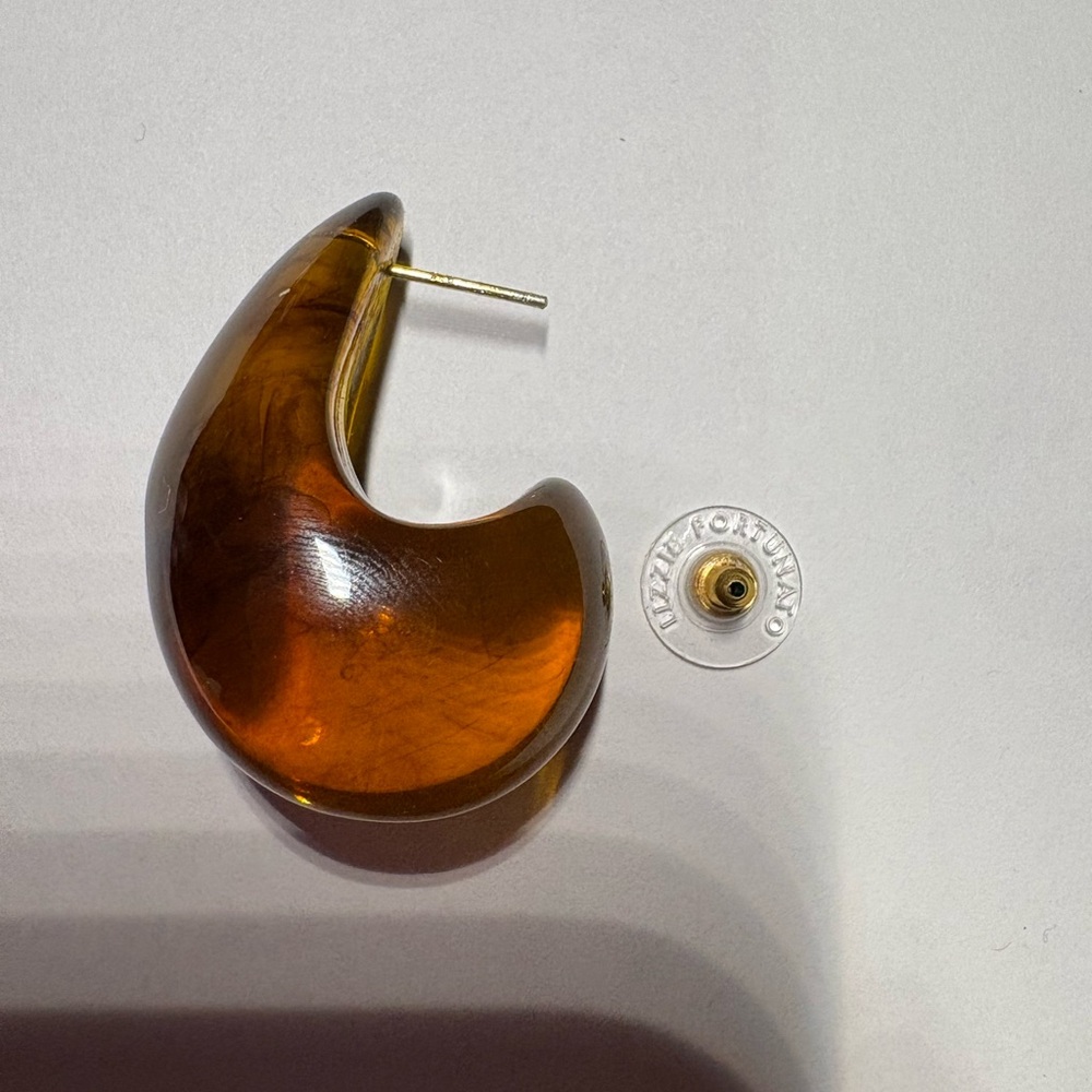 Lizzie Fortunato Amber Brown Crescent Hoop Earrings - Picture 7 of 7